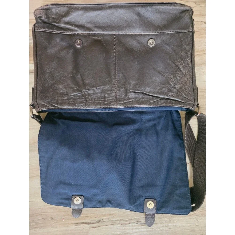 Cole Haan Brown Leather Distressed Messenger Crossbody Bag Work School 16x10x3